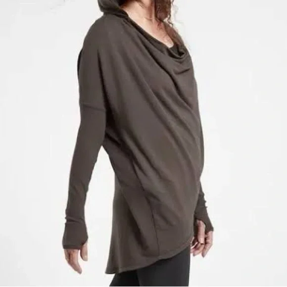 ❤️ Athleta Purana Wrap Sweatshirt Hoodie Dark Brown Size XXS NWT